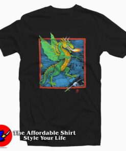 Vintage 80s Fire Breathing Dragon Cartoon T Shirt On Sale 1