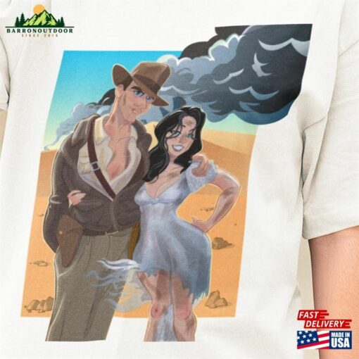 Vintage 90S Indiana Jones And Marion Ark Disneyland 1995 Shirt T-Shirt Disney Movie Tee Hoodie Unisex