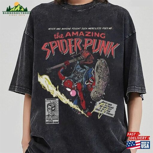 Vintage 90S The Amazing Spider Punk T-Shirt Miles Morales Shirt Hoodie Unisex