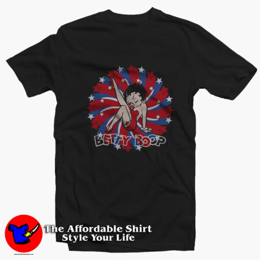 Vintage Betty Boop Red and Blue Splash T-Shirt On Sale