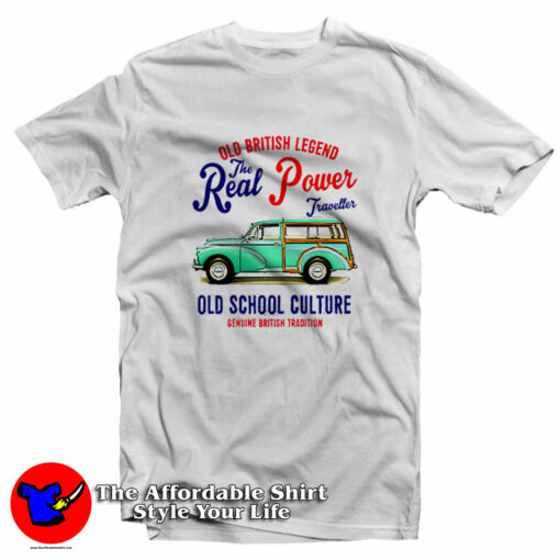 Vintage British Car Morris Minor Traveller T-Shirt On Sale