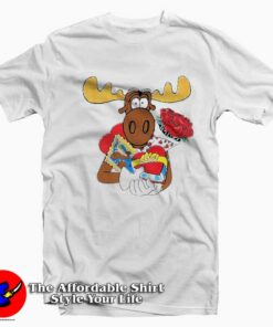 Vintage Bullwinkle Moose Valentine Roses T-Shirt On Sale