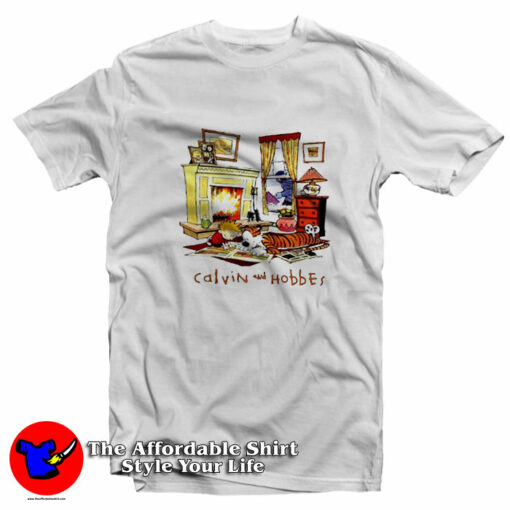 Vintage Cartoon Calvin And Hobbes Unisex T-Shirt On Sale