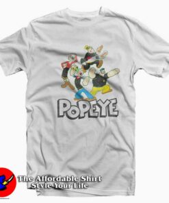 Vintage Cartoon Popeye Characters Unisex T-shirt On Sale