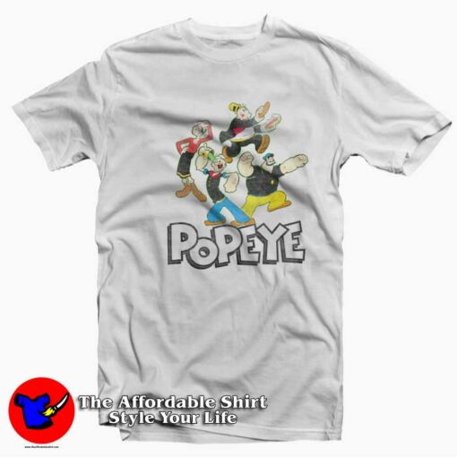 Vintage Cartoon Popeye Characters Unisex T-shirt On Sale