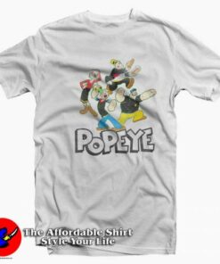 Vintage Cartoon Popeye Characters Unisex T-shirt On Sale
