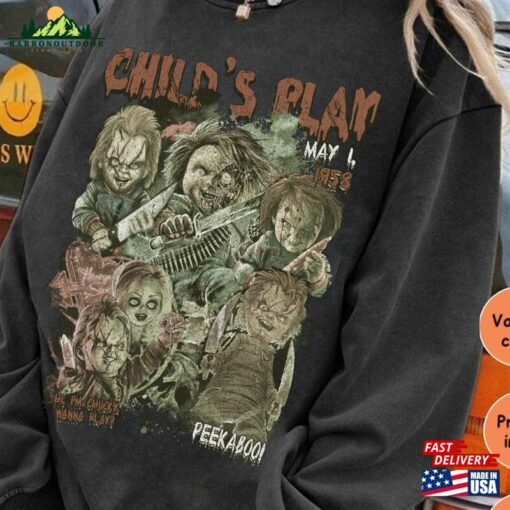 Vintage Chucky Sweatshirt Child’s Play 1988 Shirt Halloween Fan Gifts Horror Movie Killers Characters Hoodie