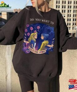 Vintage Coraline And Alice In Wonderland Halloween 2023 T-Shirt Party Shirt Unisex Classic