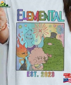 Vintage Disney Elemental Est 2023 Shirt Retro Pixar Characters Ember Wade Clod Grale T-Shirt Sweatshirt