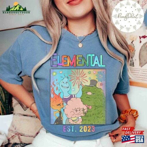 Vintage Disney Elemental Est 2023 Shirt Retro Pixar Characters Ember Wade Clod Grale T-Shirt Sweatshirt