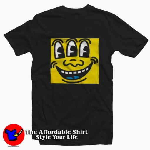 Vintage Funny Smiley Keith Haring Graphic T-Shirt On Sale