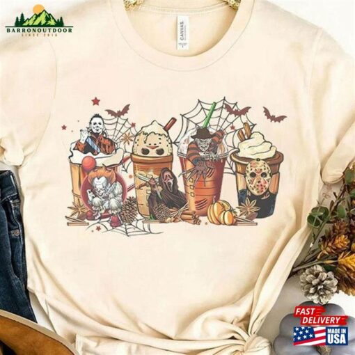 Vintage Halloween Horror Characters Coffee Shirt Movie Party 2023 Sweatshirt Clothing Witch Spell Tee Unisex