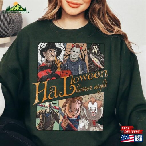 Vintage Halloween Horror Nights Shirt Retro Characters Group Scary Movie Sweatshirt Unisex