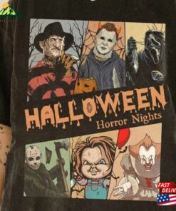 Vintage Horror Halloween Characters Shirt Movie Nights Hoodie Unisex