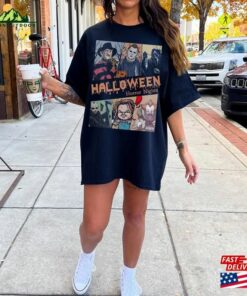 Vintage Horror Halloween Characters Shirt Movie Nights Hoodie Unisex 4