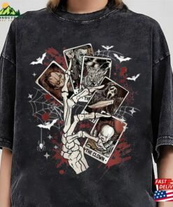 Vintage Horror Halloween Characters Tarot Card Shirt Nights Scary Movie Tee T-Shirt Unisex