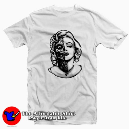 Vintage Marilyn Monroe Half Skull Unisex T-shirt On Sale