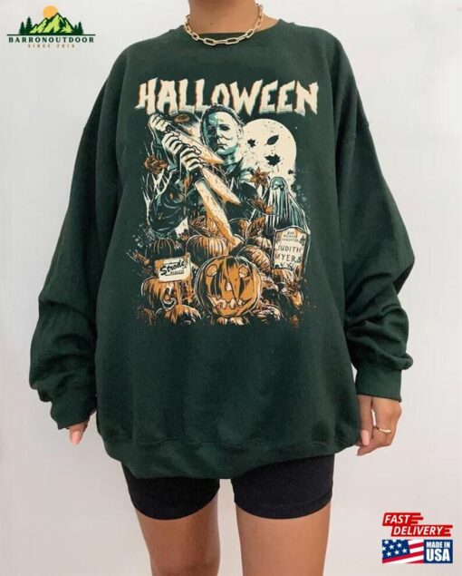 Vintage Michael Myers Halloween Crewneck Sweatshirt T-Shirt Horror Movies Tee Unisex