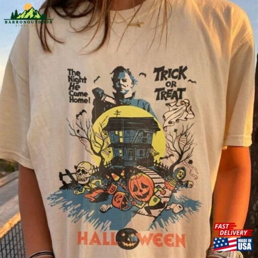 Vintage Michael Myers Shirt Halloween Trick Or Treat The Night He Came Home Horror Movies Hoodie Sweatshirt