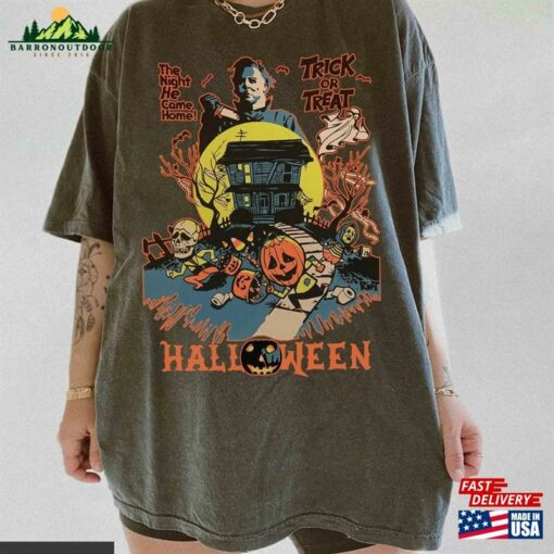 Vintage Michael Myers Shirt Halloween Trick Or Treat The Night He Came Home Horror Movies Unisex T-Shirt