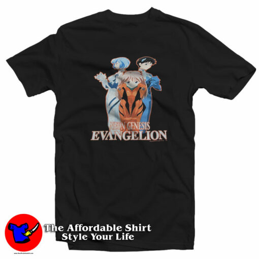 Vintage Neon Genesis Evangelion Anime T-Shirt On Sale