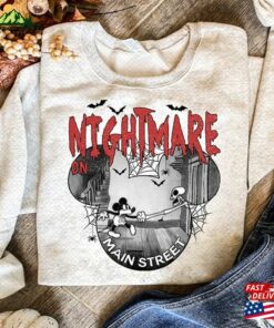 Vintage Nightmare On The Main Streat Shirt Mickey Skeleton Halloween Tee Disney Shirts Sweatshirt T Shirt 4