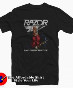 Vintage Razor Shotgun Justice Unisex T-shirt On Sale
