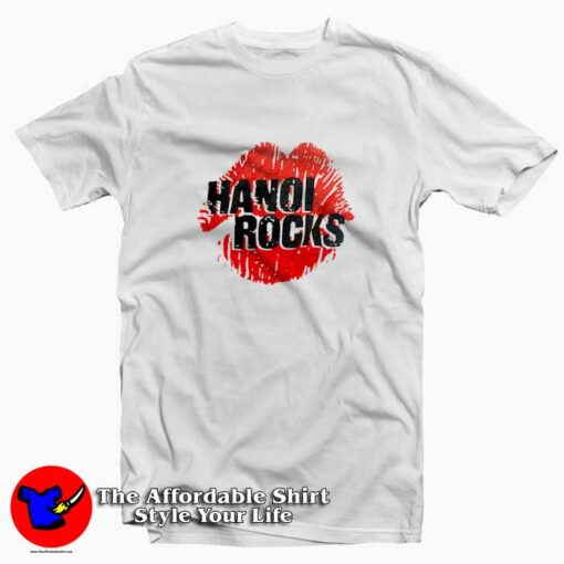 Vintage Red Lip Hanoi Rocks Graphic T-shirt On Sale