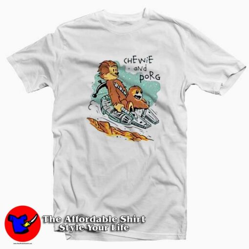 Vintage Retro Chewie And Porg T-shirt On Sale