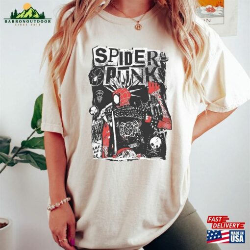 Vintage Retro Spider Punk Shirt Man 2023 Across The Unisex Classic