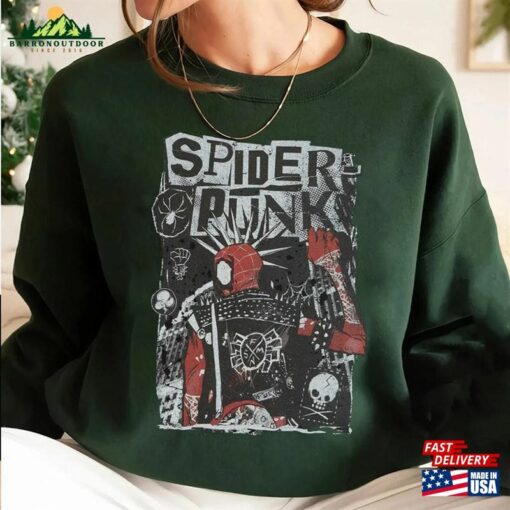 Vintage Retro Spider Punk Shirt Man Across The Hoodie T-Shirt