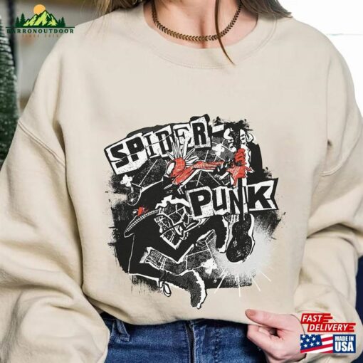 Vintage Retro Spider Punk Shirt Man Across The Verse Hoodie T-Shirt