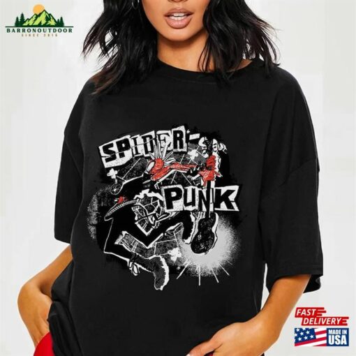 Vintage Retro Spider Punk Shirt Man Across The Verse Hoodie T-Shirt