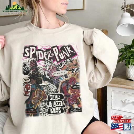 Vintage Retro Spider Punk Shirt Man Across The Verse Hoodie Unisex