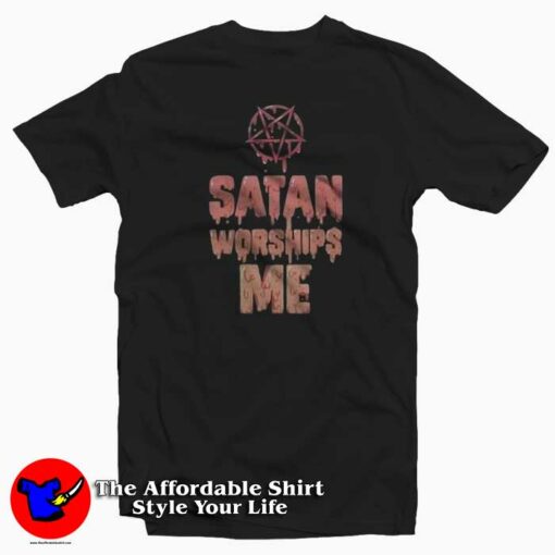 Vintage Satan Worships Me Unisex T-shirt On Sale