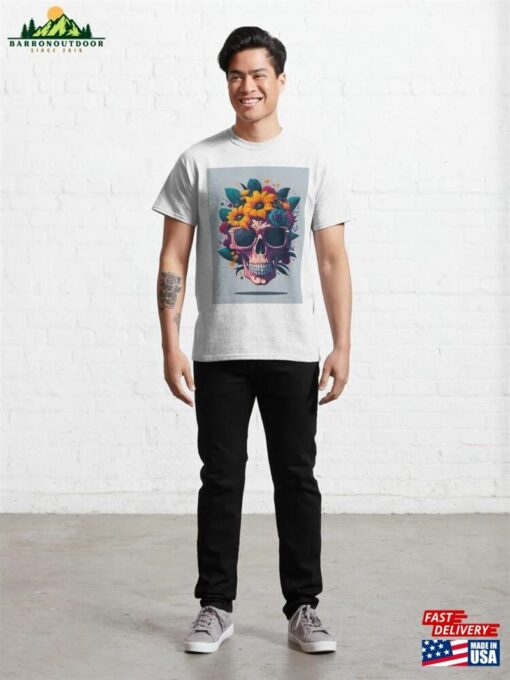 Vintage Skull In Flowers Classic T-Shirt Unisex Sweatshirt