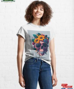 Vintage Skull In Flowers Classic T Shirt Unisex Sweatshirt 4