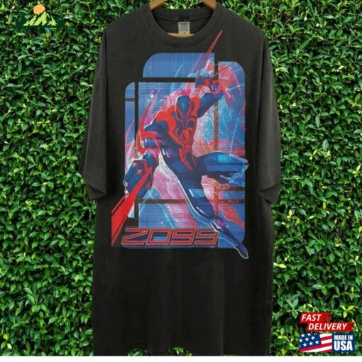 Vintage Style Spider Man 2099 90S Bootleg Shirt Across The Verse Retro Heavy Cotton Tee Hoodie Sweatshirt