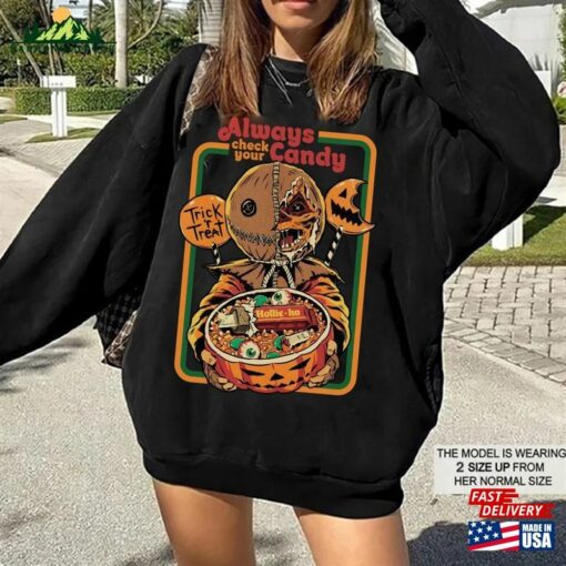 Vintage Trick Or Treat Always Check Your Candy T-Shirt Halloween 2023 Sweatshirt Classic Unisex