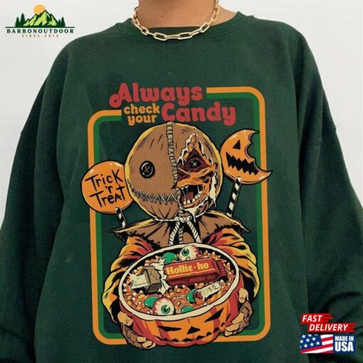 Vintage Trick Or Treat Always Check Your Candy T-Shirt Halloween 2023 Sweatshirt Classic Unisex