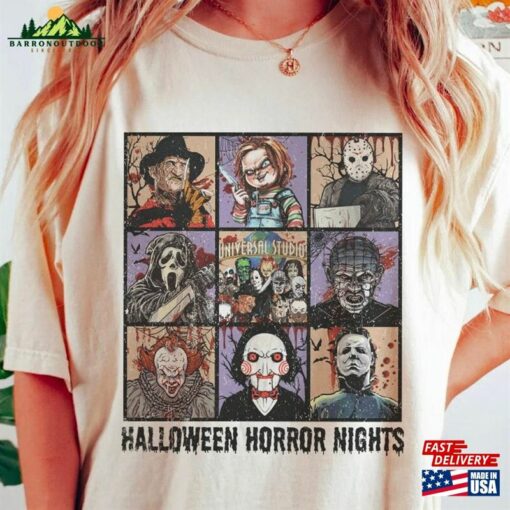 Vintage Universal Studios Halloween Characters Horror Nights Shirt Retro Group Scary Movie Costume Classic Unisex