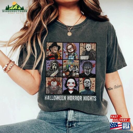 Vintage Universal Studios Halloween Characters Horror Nights Shirt Retro Group Scary Movie Costume Classic Unisex