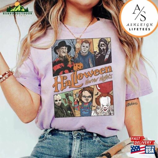 Vintage Universal Studios Halloween Horror Nights Shirt Retro Characters Group Scary Movie Costume Sweatshirt T-Shirt