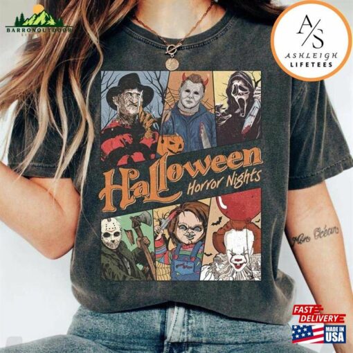 Vintage Universal Studios Halloween Horror Nights Shirt Retro Characters Group Scary Movie Costume Sweatshirt T-Shirt