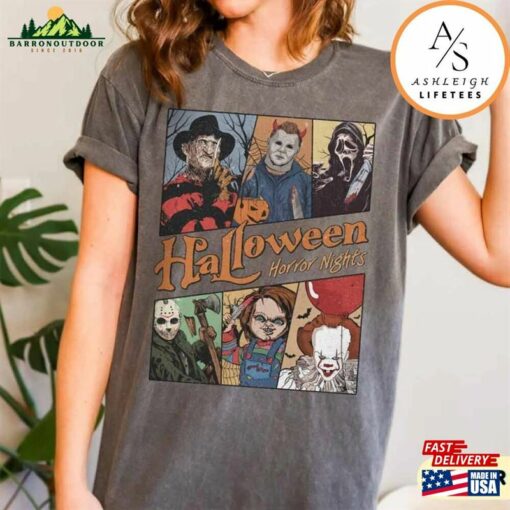 Vintage Universal Studios Halloween Horror Nights Shirt Retro Characters Group Scary Movie Costume Sweatshirt T-Shirt