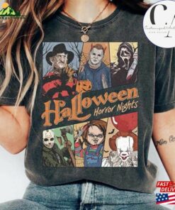 Vintage Universal Studios Halloween Horror Nights Shirt Retro Characters Group Scary Movie Costume Sweatshirt Unisex Vintage Universal Studios Halloween Horror Nights Shirt Retro Characters Group Scary Movie Costume Sweatshirt Unisex