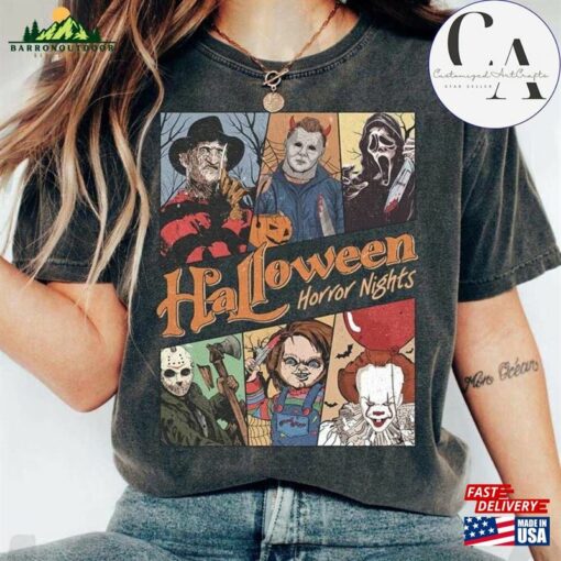 Vintage Universal Studios Halloween Horror Nights Shirt Retro Characters Group Scary Movie Costume Sweatshirt Unisex