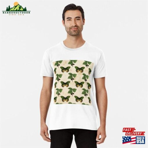 Vintage Victorian Butterfly Plant Pattern Premium T-Shirt Classic