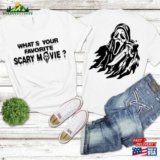 Vintage What’s Your Favorite Scary Movie Shirt Halloween Ghost Face T-Shirt Sweatshirt