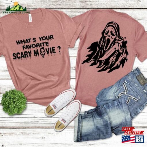 Vintage What’s Your Favorite Scary Movie Shirt Halloween Ghost Face T-Shirt Sweatshirt